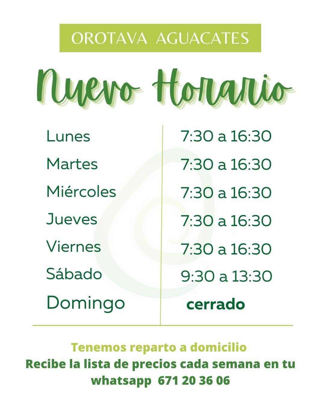 Horario Frutería Orotava